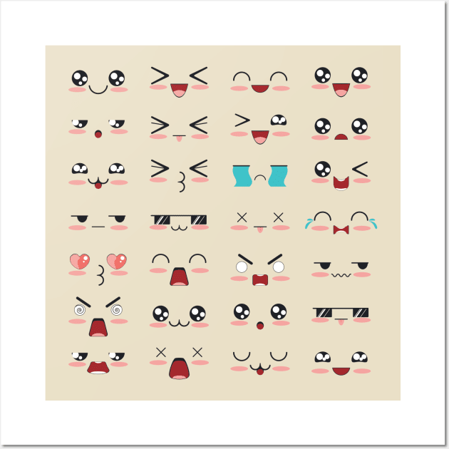 Kawaii emoticon faces Wall Art by AnnArtshock